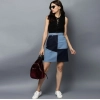 Women's Denim Brick Style Buttoned Skirt (Blue)