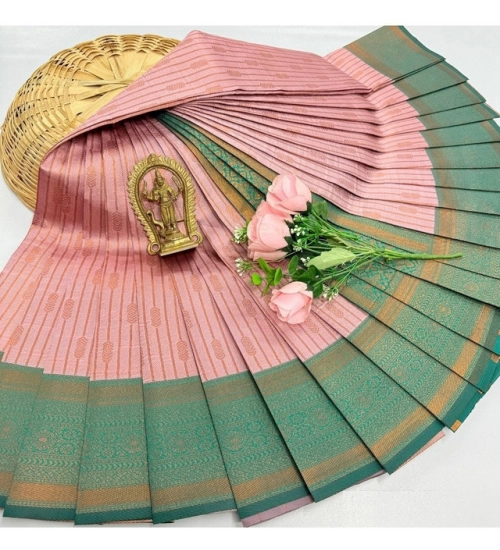 Women's Soft Silk Printed Saree With Unstitched Blouse 5.5Mtr (Light Pink
)