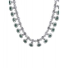 Women's Brass Silver Plated Necklace set (Green)