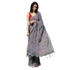 Women's Linen Printed Saree With Unstitched Blouse 5.5Mtr (Grey) Women's Linen Printed Saree With Unstitched Blouse 5.5Mtr (Grey)