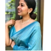 Women's Litchi silk Printed Saree With Unstitched Blouse (Sky Blue) Women's Litchi silk Printed Saree With Unstitched Blouse (Sky Blue)
