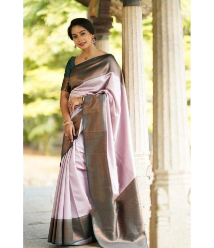 Women's Soft Lichi Silk Printed Saree With Unstitched Blouse 5.5Mtr (Light-Pink) Women's Soft Lichi Silk Printed Saree With Unstitched Blouse 5.5Mtr (Light-Pink)