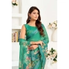 Women's Faux Linen Floral Ready to wear Saree With Unstitched Blouse 5.5Mtr (Green) Women's Faux Linen Floral Ready to wear Saree With Unstitched Blouse 5.5Mtr (Green)