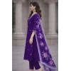 Women's Chanderi Silk Ethnic Motif V-Neck 3/4th Sleeve Kurti With Pant Dupatta Set (Purple) Women's Chanderi Silk Ethnic Motif V-Neck 3/4th Sleeve Kurti With Pant Dupatta Set (Purple)