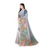 Women's Georgette Floral Printed Saree With Unstitched Blouse 5.5Mtr (Grey)