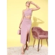 Women's Polyester Lycra Solid Sleeveless Dress (Lavender) Women's Polyester Lycra Solid Sleeveless Dress (Lavender)