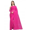 Women's Net Self Design Saree With Unstitched Blouse 5.5Mtr (Rani)