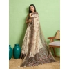 Women's Silk Blend Printed Saree With Unstitched Blouse 5.5Mtr (Cream) Women's Silk Blend Printed Saree With Unstitched Blouse 5.5Mtr (Cream)