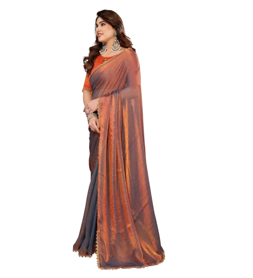 Women's Georgette Printed Saree With Unstitched Blouse 5.5Mtr (Orange)