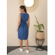 Women's Denim Solid Sleeveless Dress (Blue)