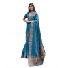 Women's Silk_Blend Butti Pattern Saree With Unstitched Blouse 5.5Mtr (Teal)