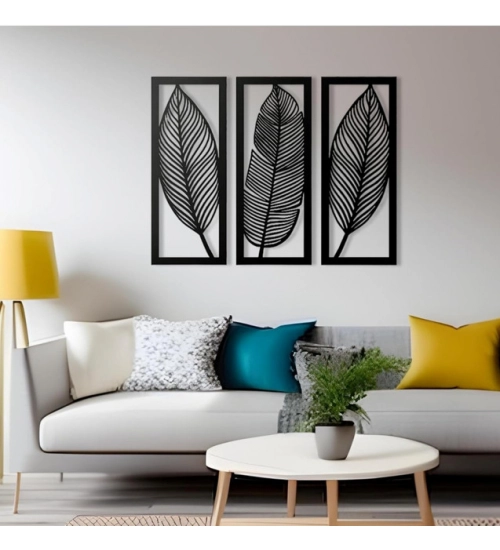 Wooden 3 Pieces Leaf Wall Art Panel Frame for Home Decor Wooden 3 Pieces Leaf Wall Art Panel Frame for Home Decor
