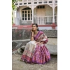 Women's Faux_Tussar Floral Jal With Patola Print Saree With Unstitched Blouse 5.5Mtr (Lavender)