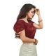 Women's Jimmy Solid V Neck Puff Sleeve Readymade Blouse (Maroon 38 , Alterable up to 42)-PID65840
