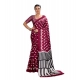 Women's Satin Crepe Printed Saree With Unstitched Blouse 5.5Mtr (Maroon)