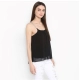 Women's Polyester Embellished Shoulder Straps Top (Black) Women's Polyester Embellished Shoulder Straps Top (Black)