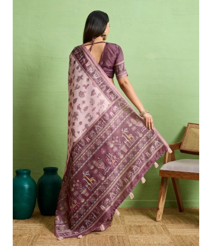 Women's Silk Blend Printed Saree With Unstitched Blouse 5.5Mtr (Grey) Women's Silk Blend Printed Saree With Unstitched Blouse 5.5Mtr (Grey)