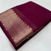 Women's Crepe Chit Pallu Solid Saree With Unstitched Blouse 5.5Mtr (Purple) Women's Crepe Chit Pallu Solid Saree With Unstitched Blouse 5.5Mtr (Purple)