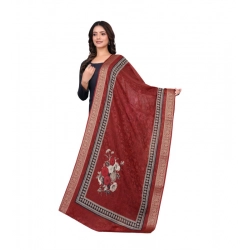 Women's chanderi silk  Printed Dupatta (Maroon, Length: 2 Mtr)