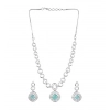 Women's Brass Silver Plated Necklace set (Turquoise)