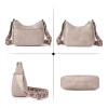 Women's PU Leather Zipper Sling Bag (Beige)
