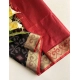 Women's Raw Silk Ikkat Saree With Unstitched Blouse 5.5Mtr (Black)