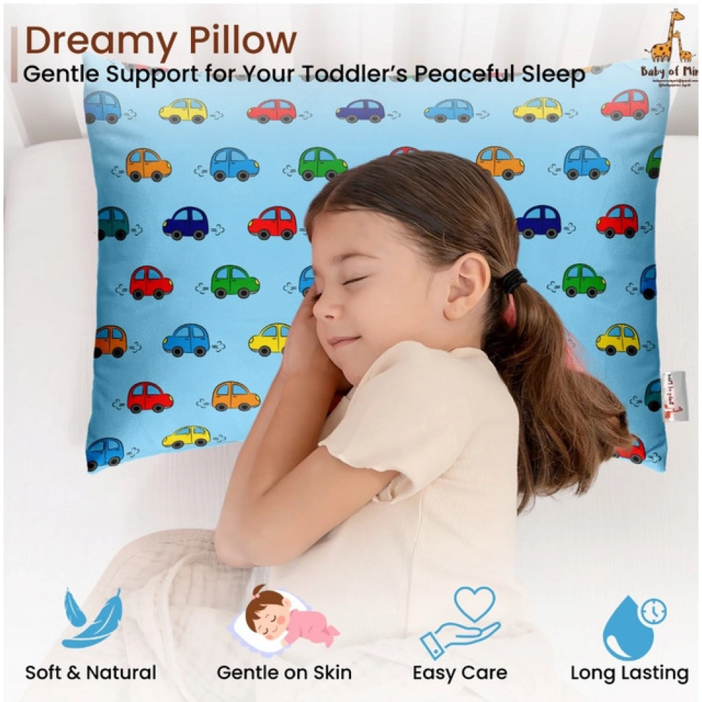 Soft Plush Printed Baby Infant Pillow for Kids Age 1 To 5 Years (Sky Blue)