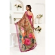 Women's Faux Linen Floral Print Ready to wear Saree With Unstitched Blouse 5.5Mtr (Pink)
