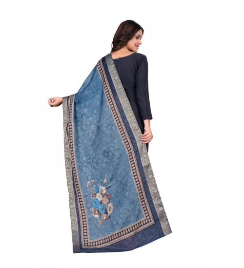 Women's chanderi silk Printed Dupatta (Navy Blue, Length: 2 Mtr) Women's chanderi silk Printed Dupatta (Navy Blue, Length: 2 Mtr)