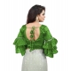 Women's Organza Solid V Neck Layered Ruffle Sleeve Readymade Blouse (Light Green Free Size , up to 38–40 Bust)-PID65852 Women's Organza Solid V Neck Layered Ruffle Sleeve Readymade Blouse (Light Green Free Size , up to 38–40 Bust)-PID65852