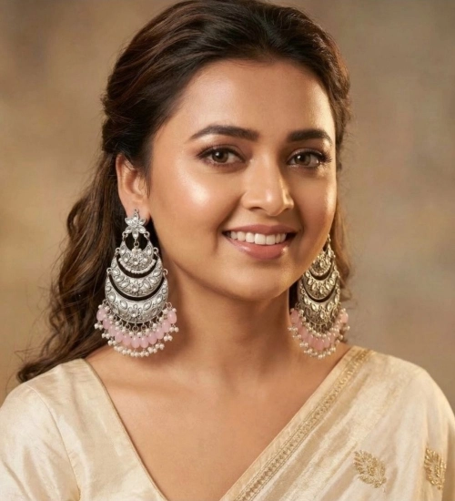 Women's Zinc Alloy Gold Plated Chandbali Earrings (Multicolor)