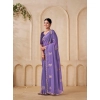 Dropship Women's Digital Printed  Georgette Saree With Unstitched Blouse (Lavendar, 5-6 Mtrs)