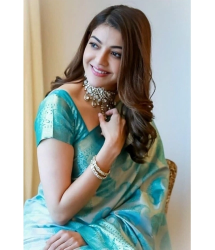 Women's Soft Lichi Silk Printed Saree With Unstitched Blouse 5.5Mtr (Sky Blue) Women's Soft Lichi Silk Printed Saree With Unstitched Blouse 5.5Mtr (Sky Blue)
