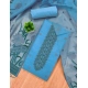 Women's Banarasi Silk Printed Unstitched Salwar Suit Material With Dupatta (SkyBlue, 3Mtrs)
