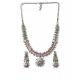 Women's Brass Silver Plated Necklace set (Pink) Women's Brass Silver Plated Necklace set (Pink)