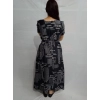 Women's Casual Crepe Half Sleeves Dress (Black)