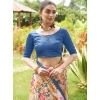 Women's Faux_Tussar Kalamkari_Print Saree With Unstitched Blouse 5.5Mtr (Blue) Women's Faux_Tussar Kalamkari_Print Saree With Unstitched Blouse 5.5Mtr (Blue)