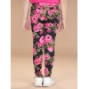 Girl's Cotton Lycra Floral Elasticated Jeggings (Black-Pink) Girl's Cotton Lycra Floral Elasticated Jeggings (Black-Pink)