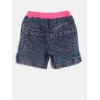 Girl's Denim Lace Inserts Sleeveless Shorts (Blue-Pink)