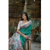 Women's Faux_Tussar Geometric_Print Saree With Unstitched Blouse 5.5Mtr (Rama_Green) Women's Faux_Tussar Geometric_Print Saree With Unstitched Blouse 5.5Mtr (Rama_Green)