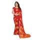 Women's Georgette Printed Saree With Unstitched Blouse 5.5Mtr (Orange)