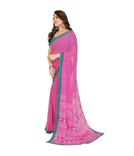 Women's Georgette Printed Saree With Unstitched Blouse 5.5Mtr (Pink) Women's Georgette Printed Saree With Unstitched Blouse 5.5Mtr (Pink)