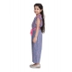 Girl's Cotton Striped Flutter Jumpsuit (Blue-Pink)