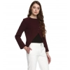 Women's Polyester Diagonal Cut Long Sleeves Blazer (Maroon)