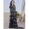 Women's Chiffon Printed Saree With Unstitched Blouse 5.5Mtr (Black) Women's Chiffon Printed Saree With Unstitched Blouse 5.5Mtr (Black)