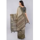Women's Polyester Printed Ready To Wear Saree With Unstitched Blouse 5.5 Mtr (Beige)