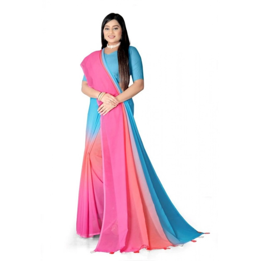 Women's Georgette Floral Printed Saree With Unstitched Blouse 5.5Mtr (Multicolor) Women's Georgette Floral Printed Saree With Unstitched Blouse 5.5Mtr (Multicolor)