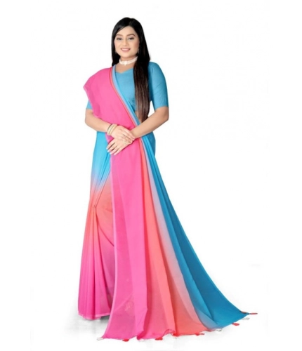 Women's Georgette Floral Printed Saree With Unstitched Blouse 5.5Mtr (Multicolor)
