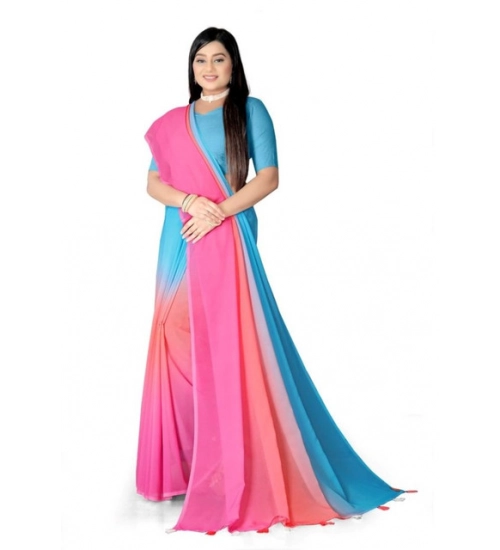 Women's Georgette Floral Printed Saree With Unstitched Blouse 5.5Mtr (Multicolor)
