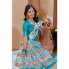 Dropship Women's Printed Cotton Linen Saree withPrinted  Saree With Unstitched Blouse (Blue, 5-6Mtrs)